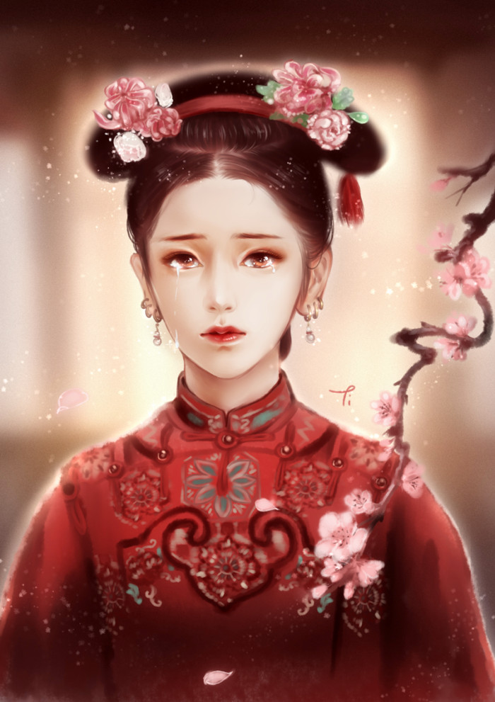 红衣女子古风壁纸,古风古段欣赏