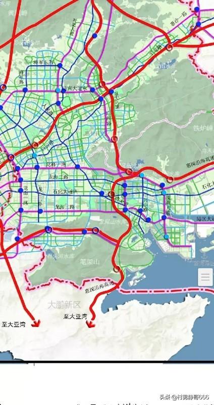 更新下大家关注的大亚湾道路规划情况,此图为大亚湾及西区规划图