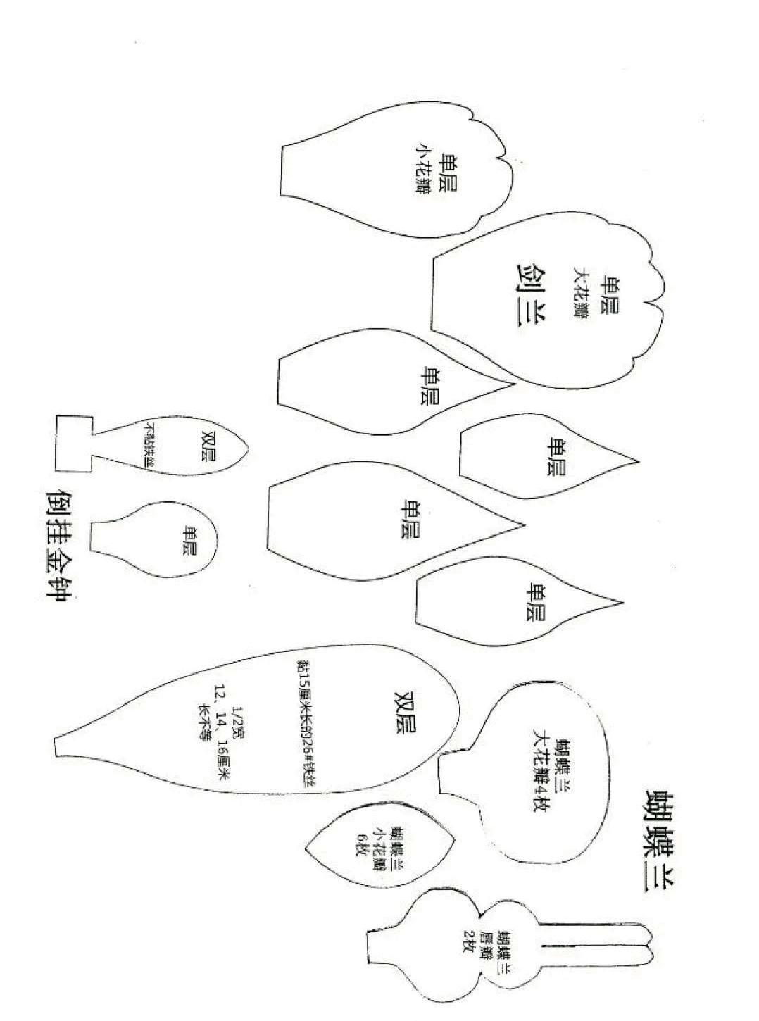 纸艺花模板分享,一般用于纸藤和皱纹纸,送给不会画模板的宝宝