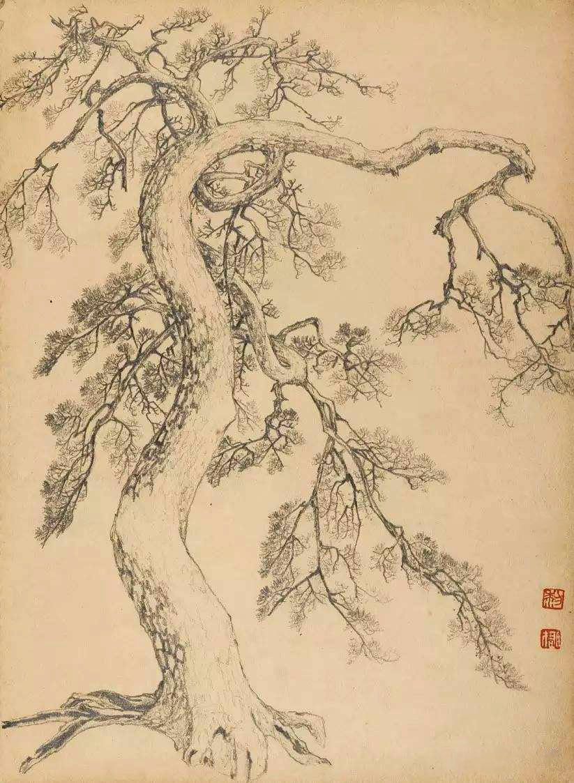 激情满溢,能双管齐下的张璪善画山水松石,还是如今指画的鼻祖