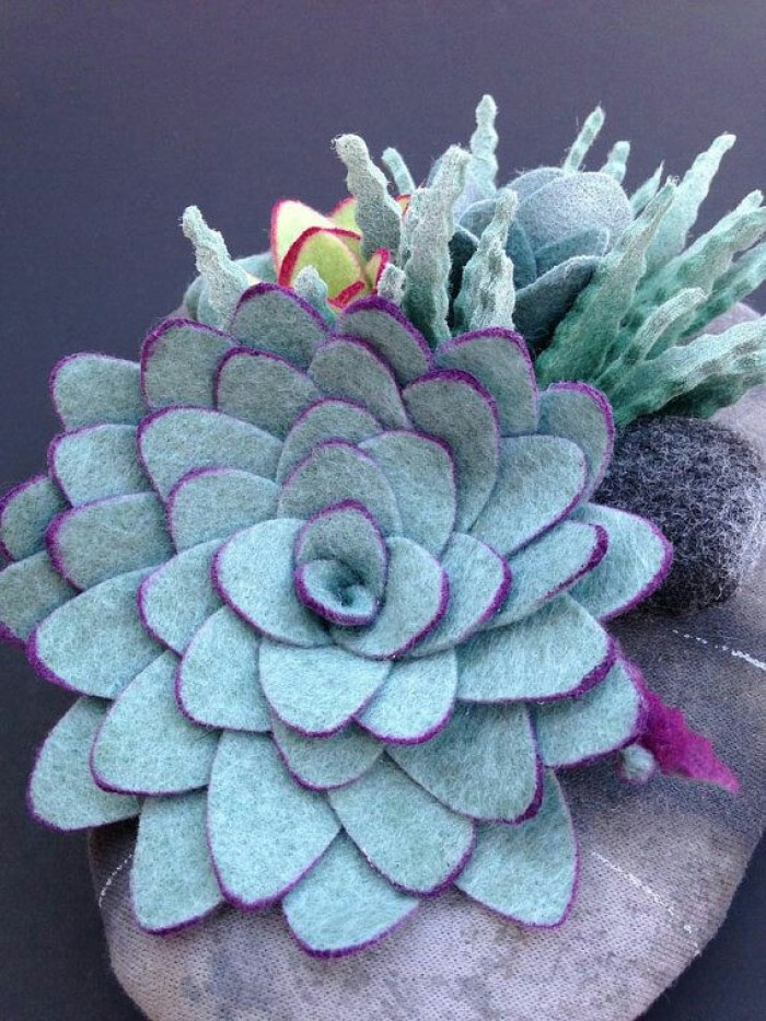 不织布小手工:又简单又好玩,用不织布diy的多肉太漂亮了