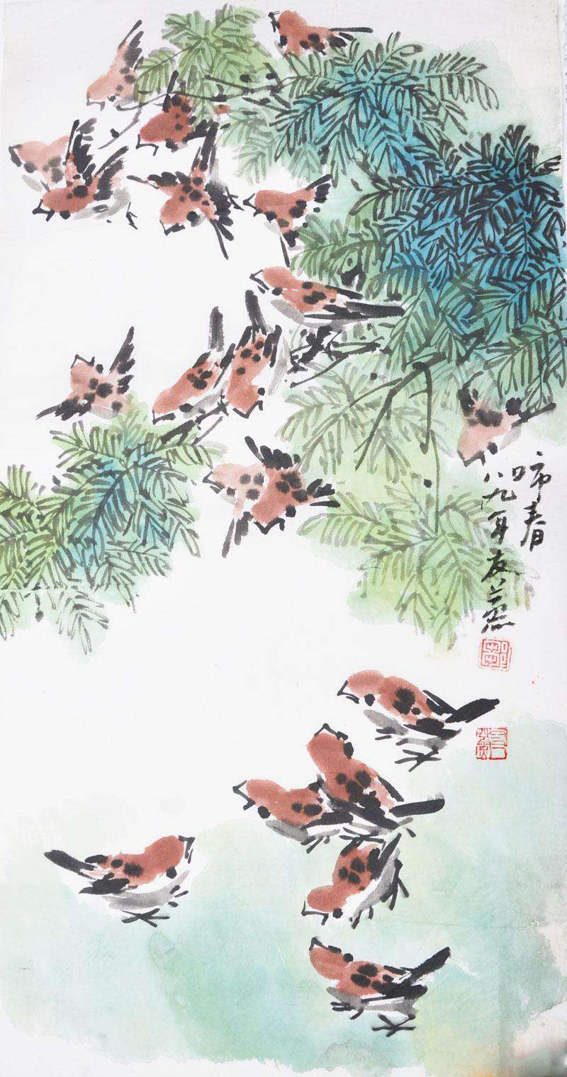 邹友蒸画麻雀 转载自百家号作者:如也草堂品书画