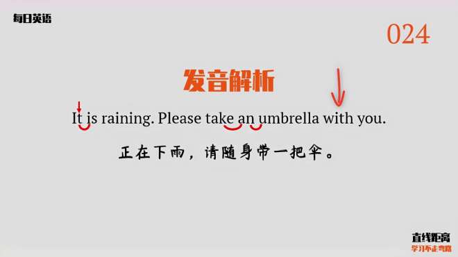 [图]英语口语发音天天练：正在下雨，请随身带一把雨伞