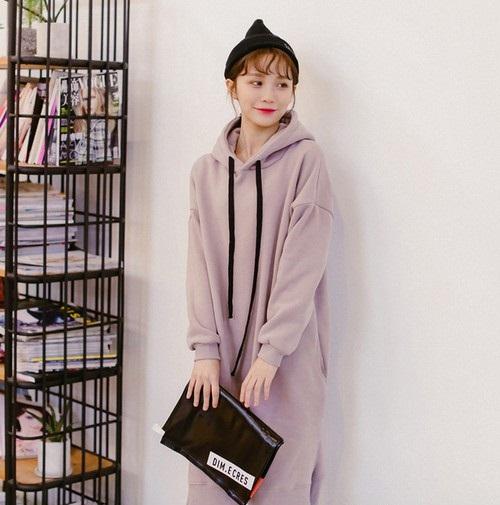 冬季卫衣也能穿出淑女范! 气质韩版中长款卫衣搭配