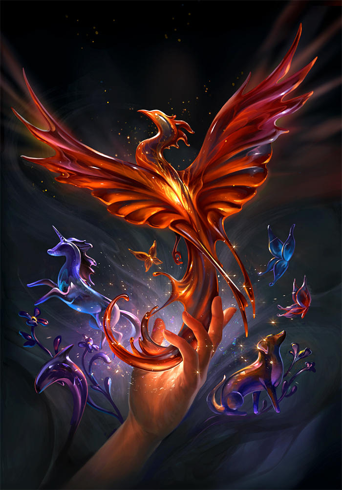 新加坡插画师sandara魔幻题材神兽系列插画