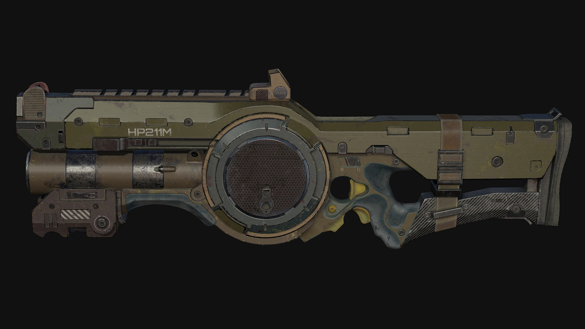 科幻手榴弹发射器hp211m 3d渲染