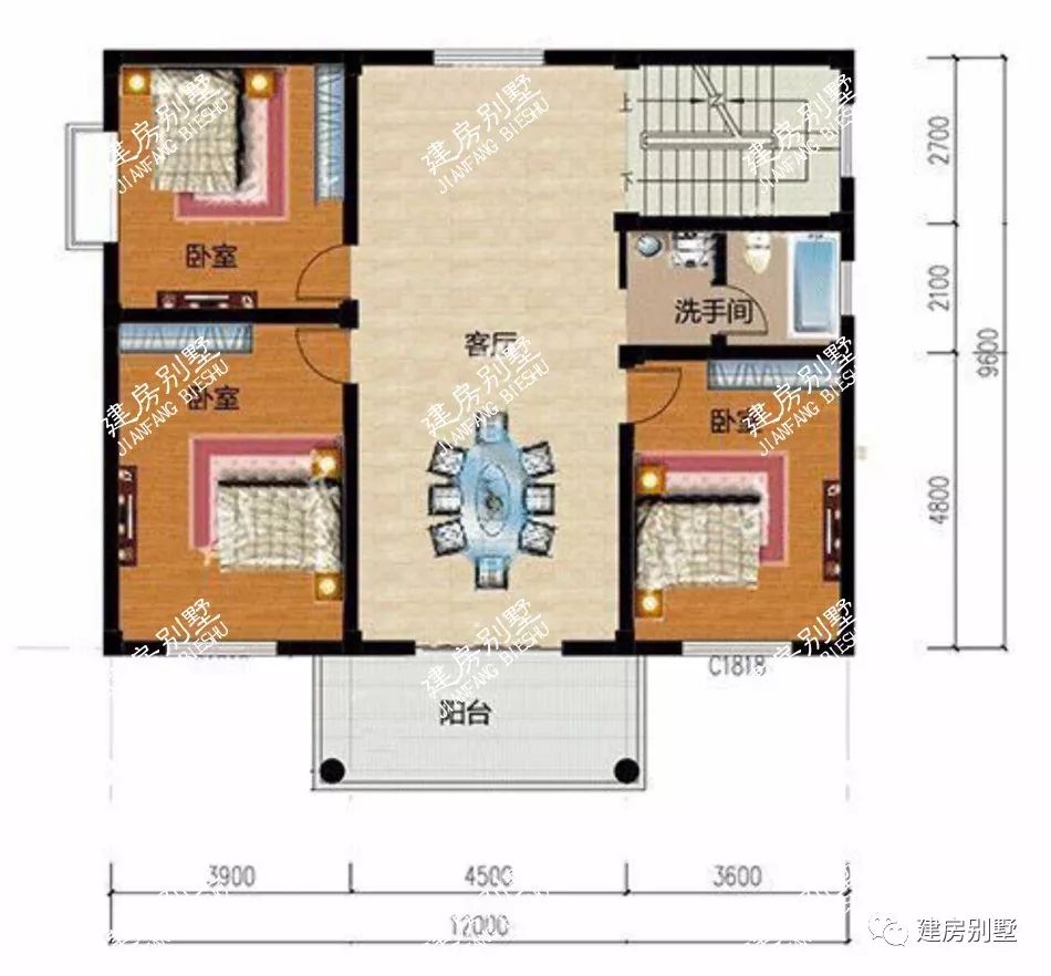 南北通透的农村别墅户型,平屋顶 坡屋顶,专为农村生活打造