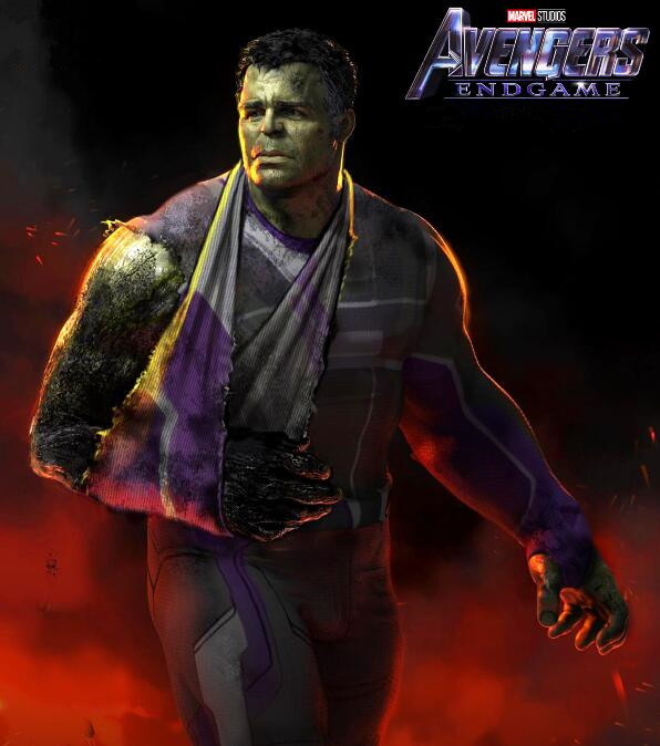 受伤绿巨人概念图,浩克右臂被烧焦,表情无助吊着绷带超可怜!