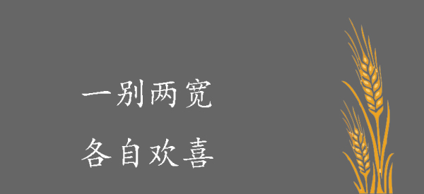 一别两宽,各生欢喜