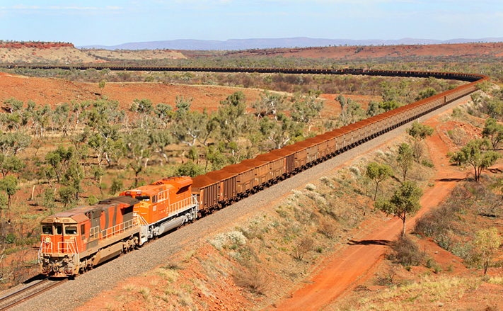 bhp billitron铁矿石火车,澳大利亚,全长7300米