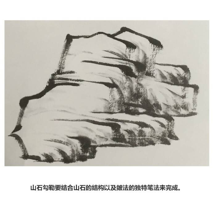 【国画教程】国画山石篇,米点皴和折带皴