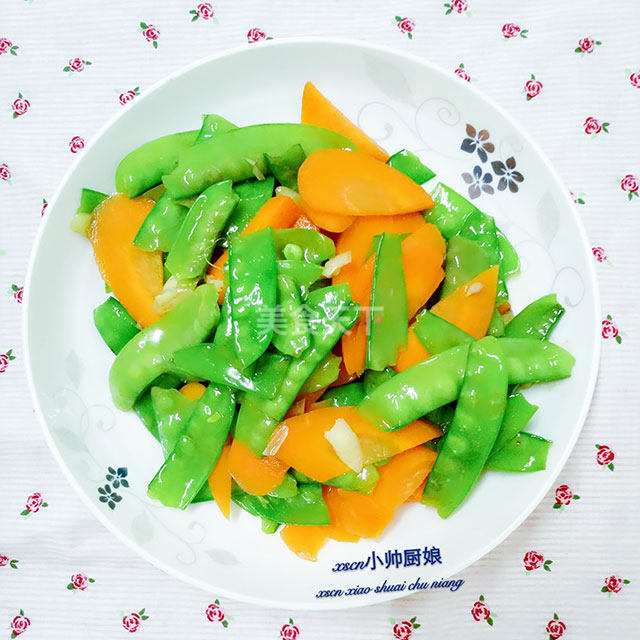 快炒荷兰豆胡萝卜,又清脆可口,而且荷兰豆还不变色!