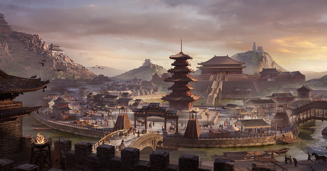 一组画风细腻的古风场景插画作品!既有宏伟建筑也有唯美风光!