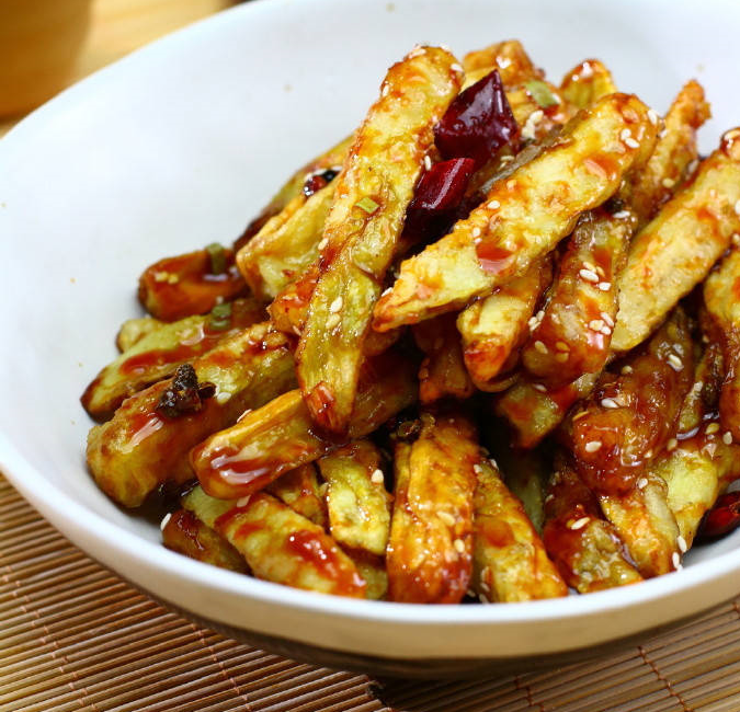 风味茄子条——麻辣咸甜,外科酥脆