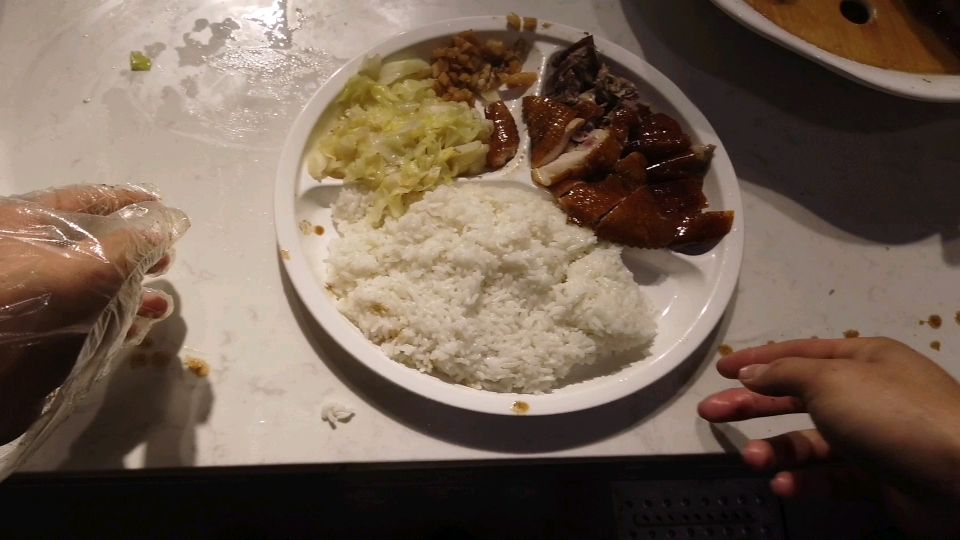 这位食客真会吃,见阿成挂好刚出炉的烧鹅油鸡,立刻要了份双拼饭