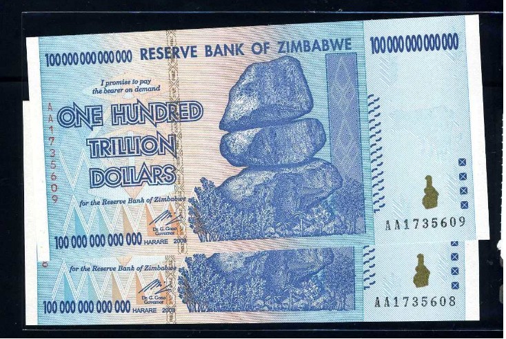 世界上最不值钱的六种货币,其中面额最大的为100万亿