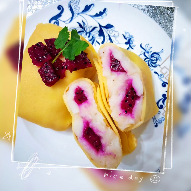 火龙果班戟,低脂美味,颜值美美的