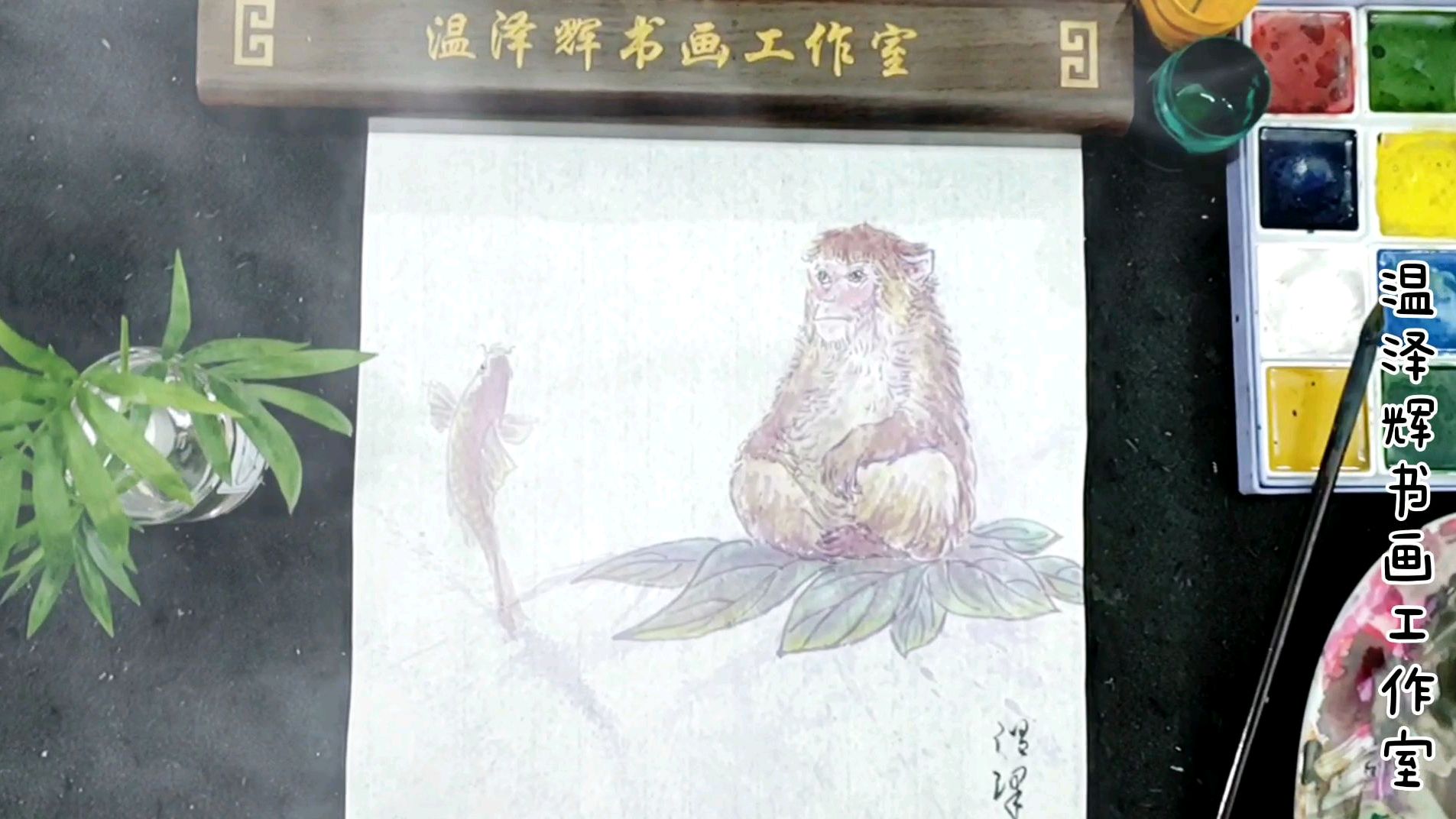 温老师今天画的鱼跃龙门,成仙了