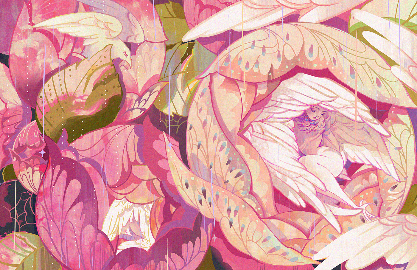 华人女插画师超华丽唯美风格的插画作品欣赏!色彩亮丽极具装饰性