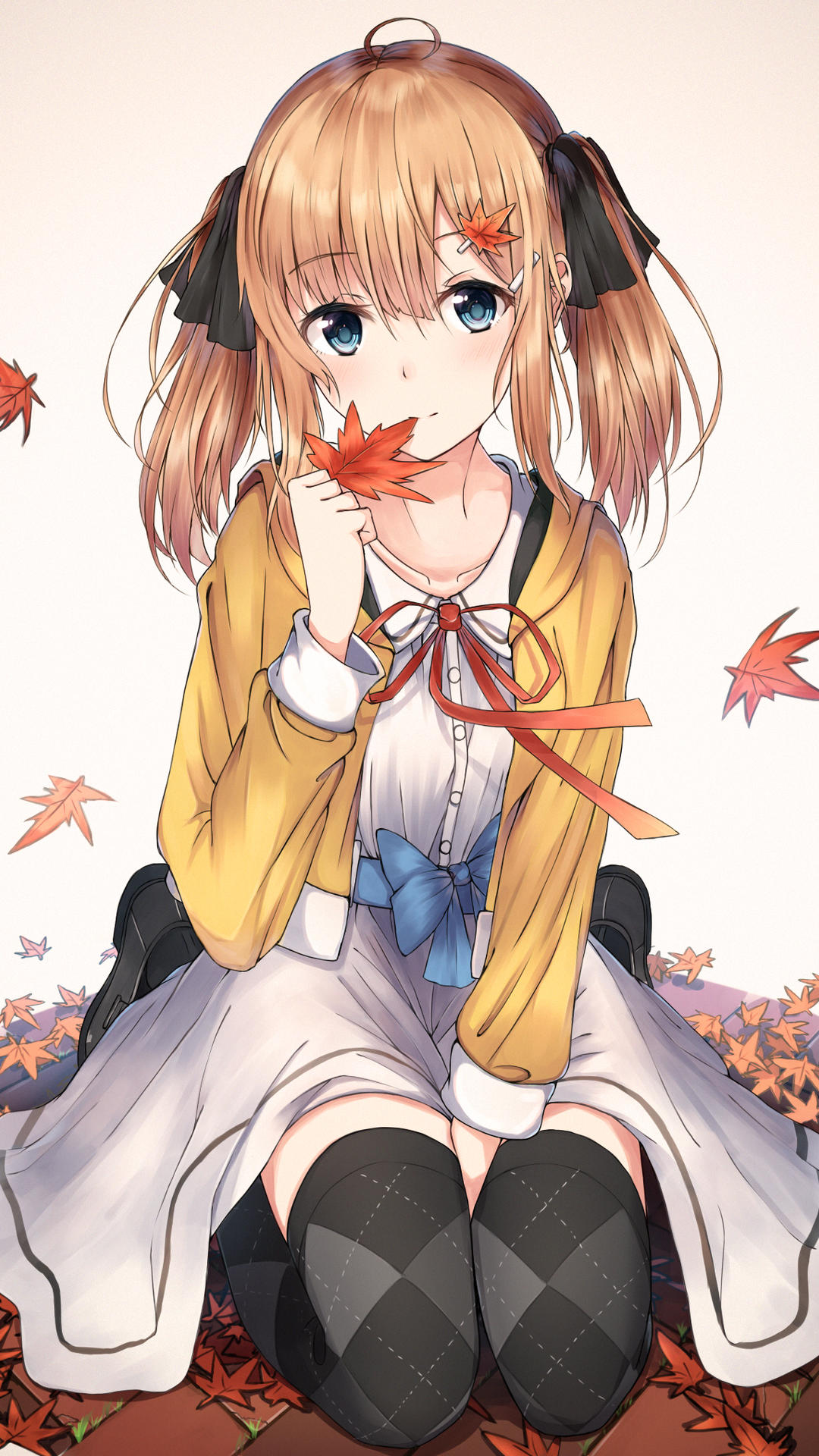 暖橙系动漫少女/二次元萌妹/高清壁纸图片