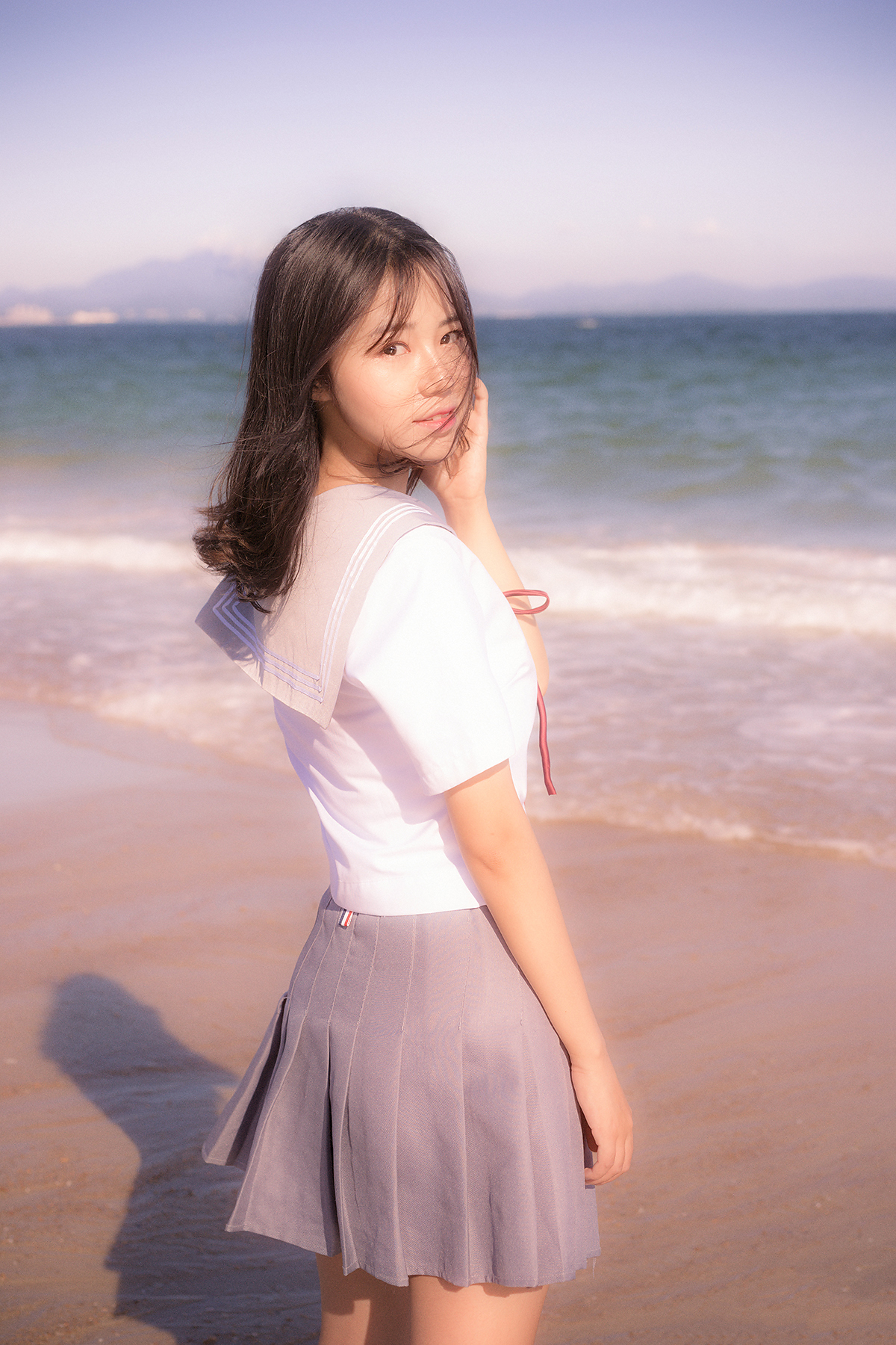 人像摄影 漂亮女水手玩海