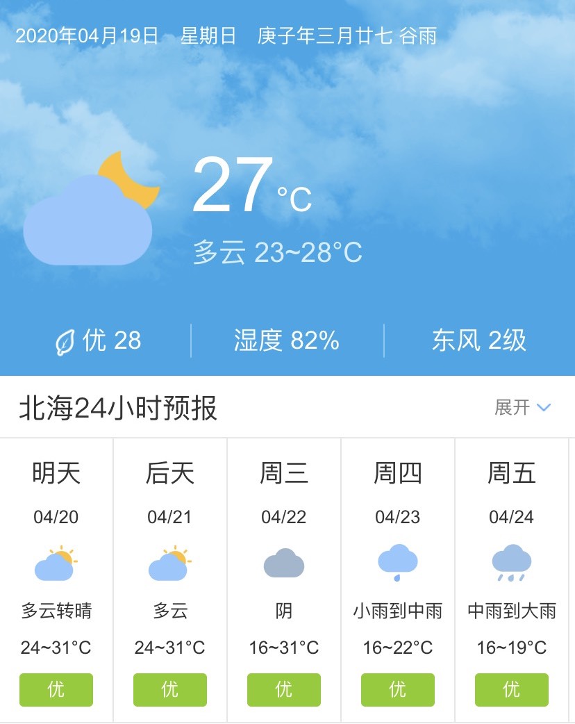 北海未来15天天气预报图片