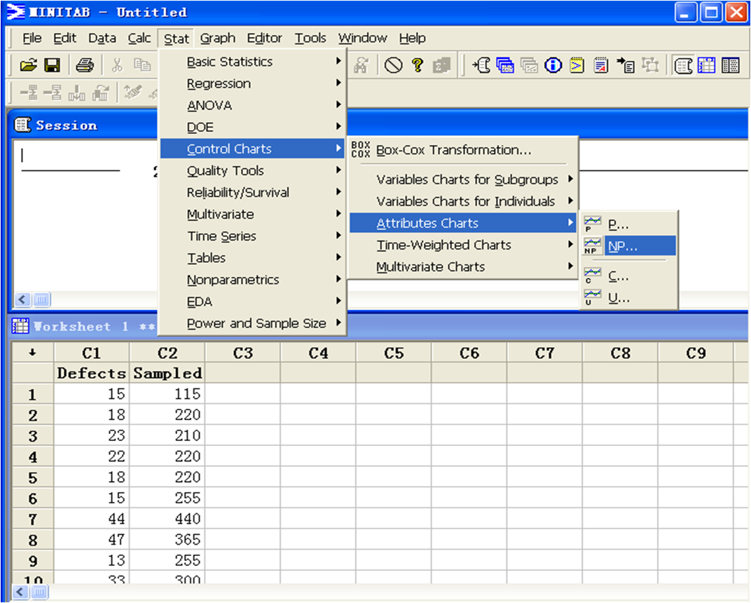 如何使用minitab软件绘制质量管理中的各类控制图