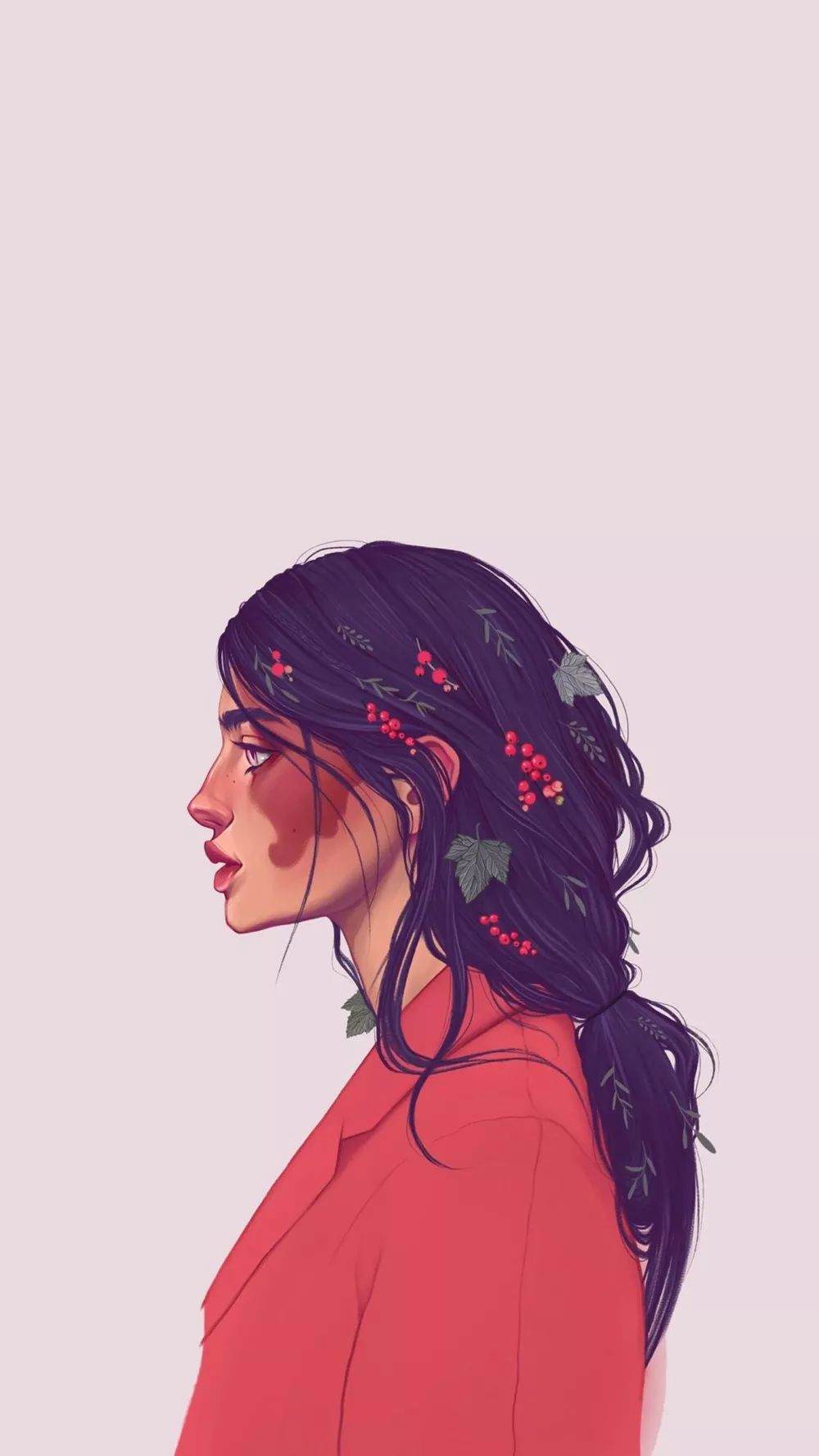 欧美女生插画手机壁纸!