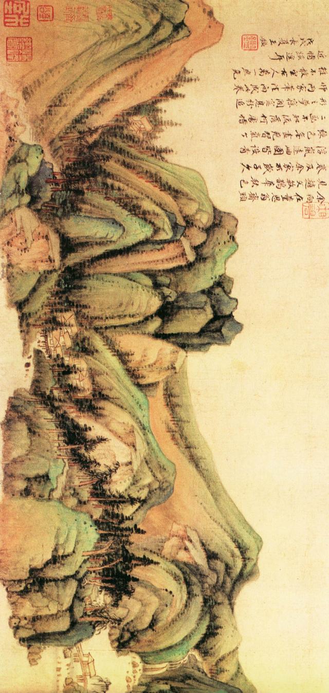 跟随董其昌,追师赵孟頫,黄公望,明朝遗老王鉴的青绿山水图