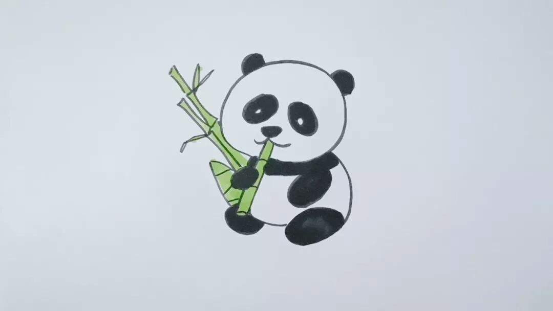 熊猫吃竹子简笔画画法,一起来画吧