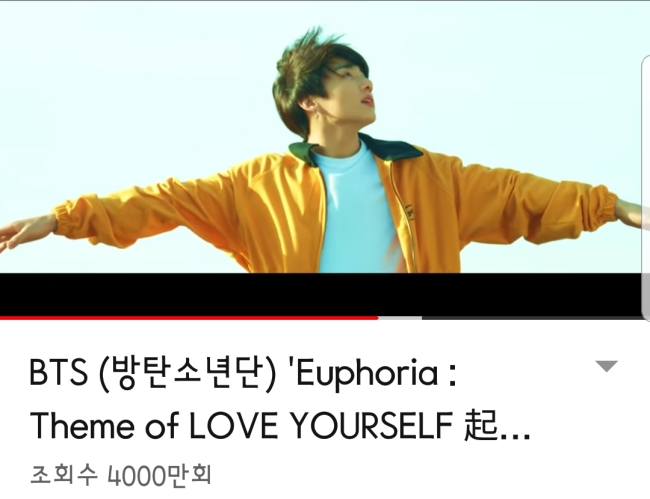 防弹少年团柾国solo曲《euphoria》在最短时间内突破4000万流媒体
