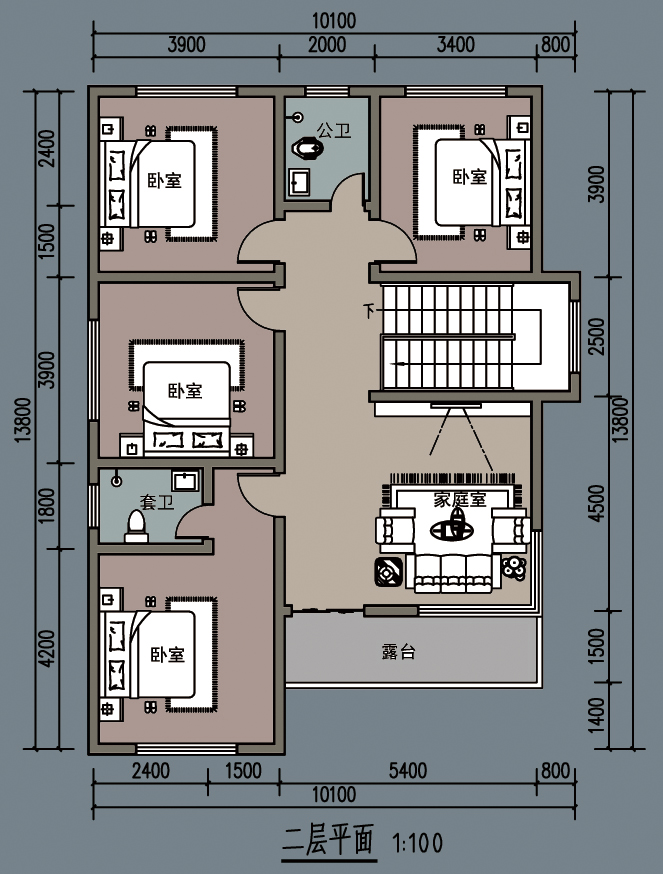 农村自建二层住宅,面宽10米,5室1厅和车库,时尚又大气