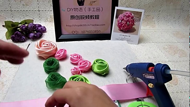 手工制作大全 diy物语 用胶枪 折丝带玫瑰花苞