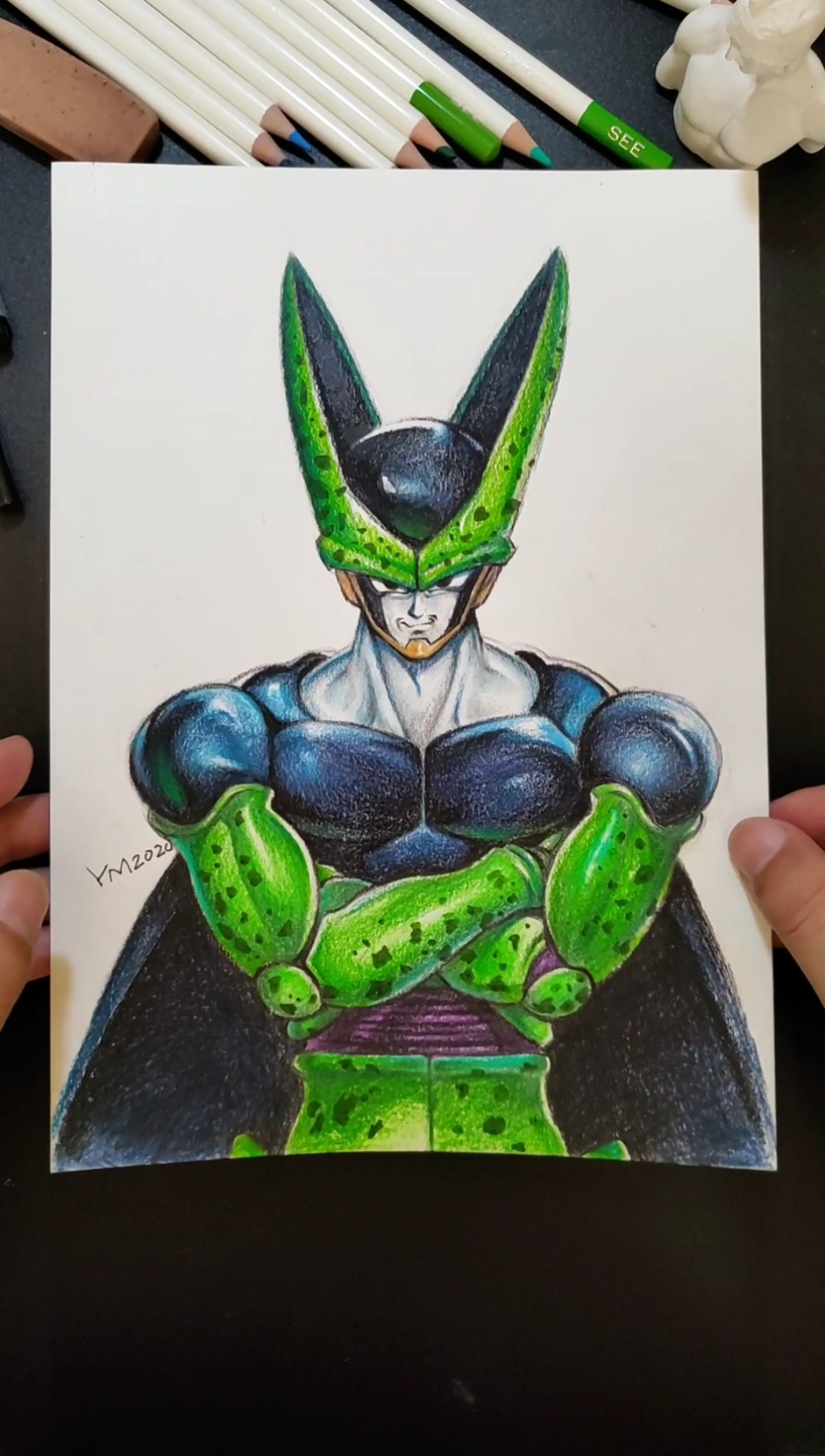 彩铅画#彩铅手绘七龙珠沙鲁完全体,你喜欢吗?-度小视