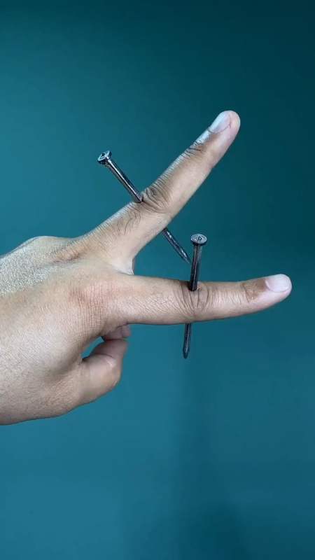 钢钉穿手指魔术,看完我笑了,太简单了