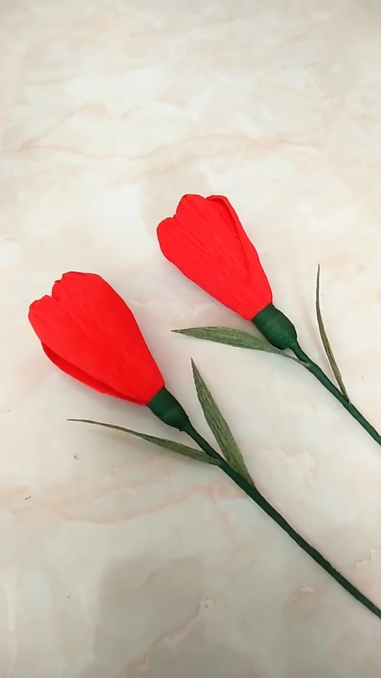 手工制作#皱纹纸做的郁金香