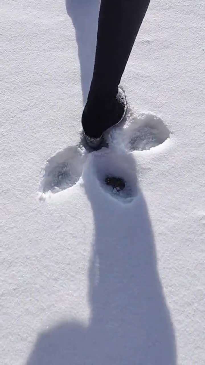 解锁雪地新玩法,用脚踩五个印记,就能形成一朵梅花!