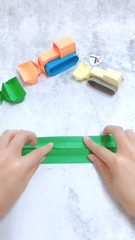 手工制作#推土机手工折纸教程步骤③,跟着步骤一步一来