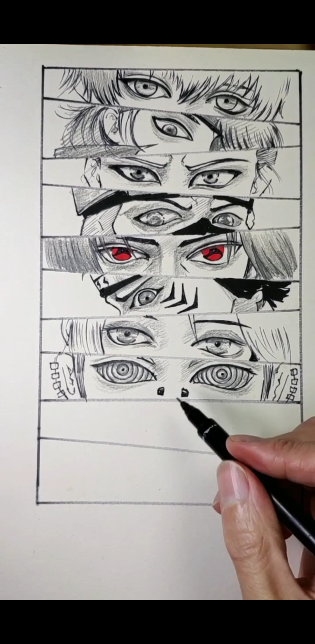 手绘徒手绘制火影人物晓组织人员你最喜欢哪一对眼睛