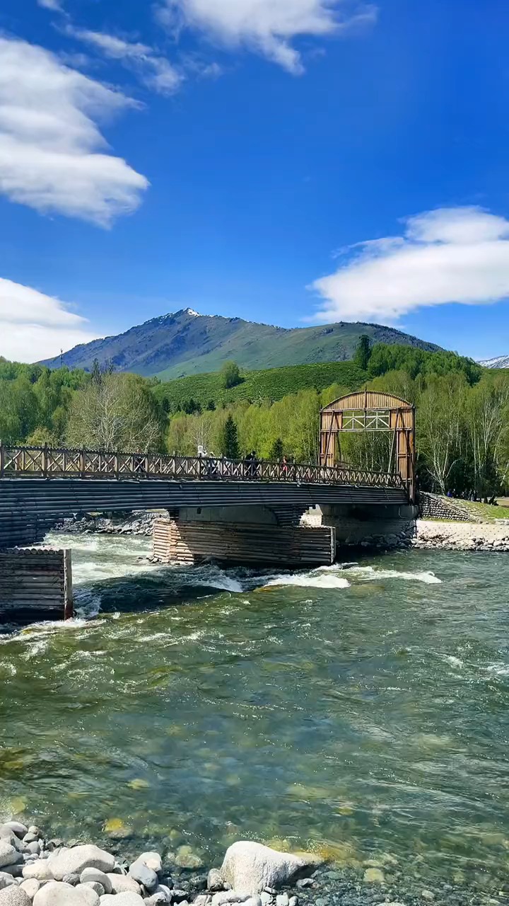 秋天冬天的禾木看多了,看看五月份的禾木村吧,这个禾木桥你们走过吗