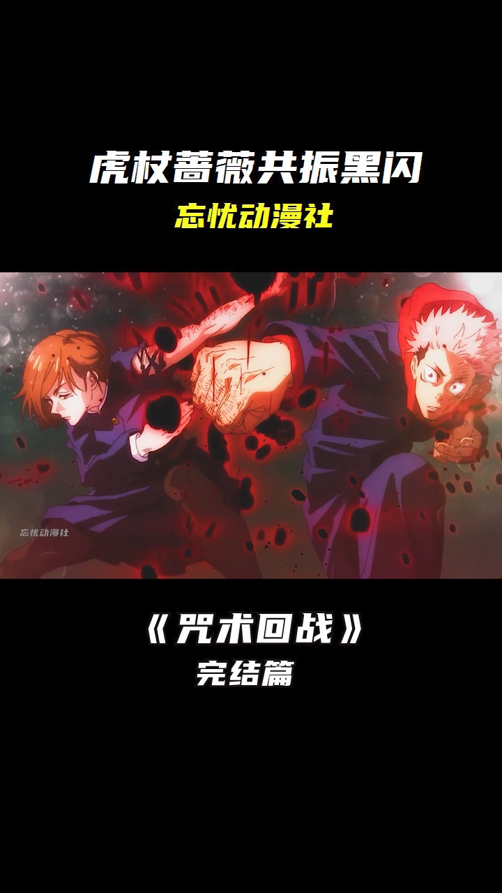 动漫咒术回战第一季完结虎杖悠仁和钉崎野蔷薇配合打出共振黑闪拳
