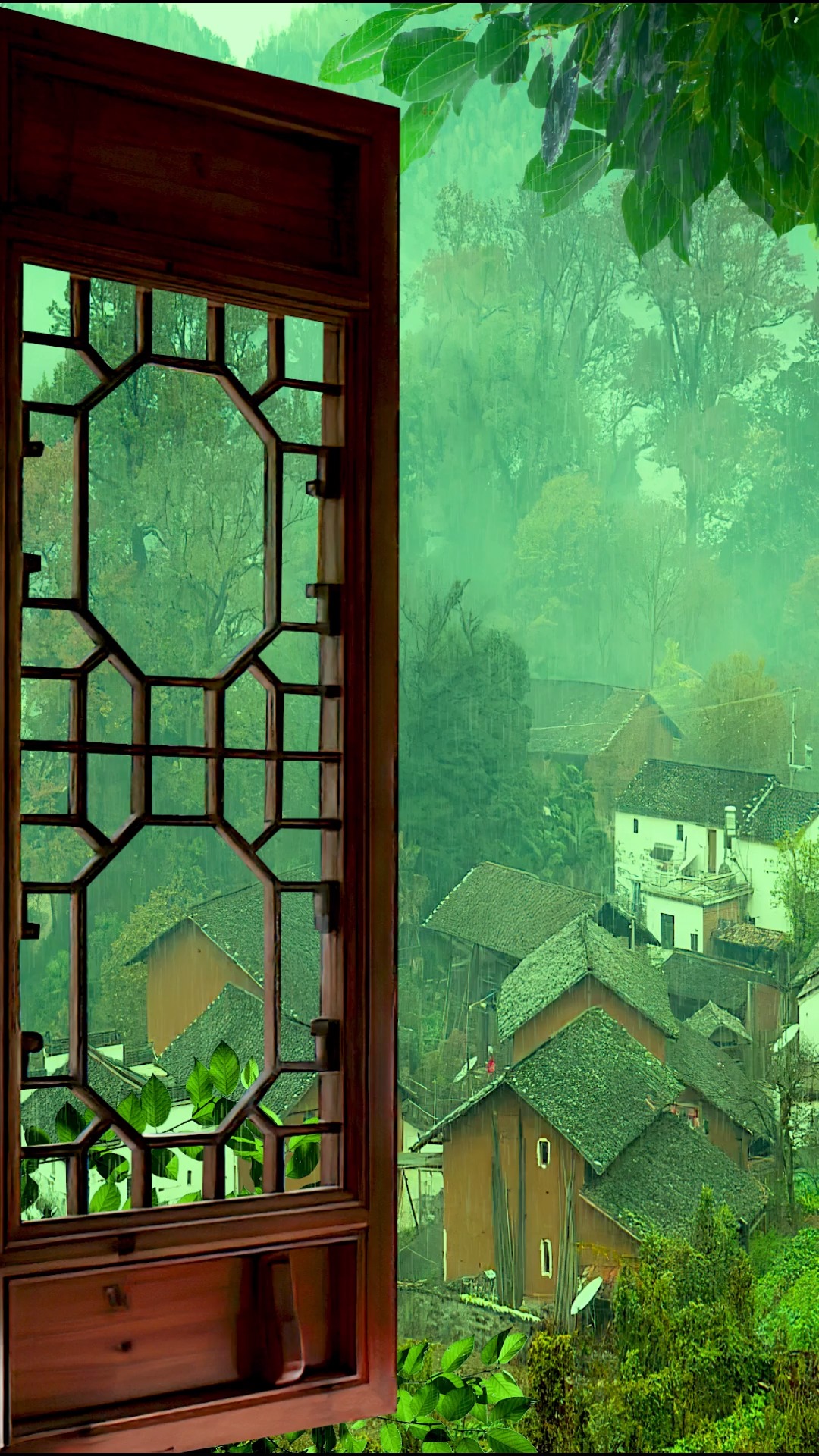 听雨#临窗喜见山岚色,听雨常怀垄亩青.