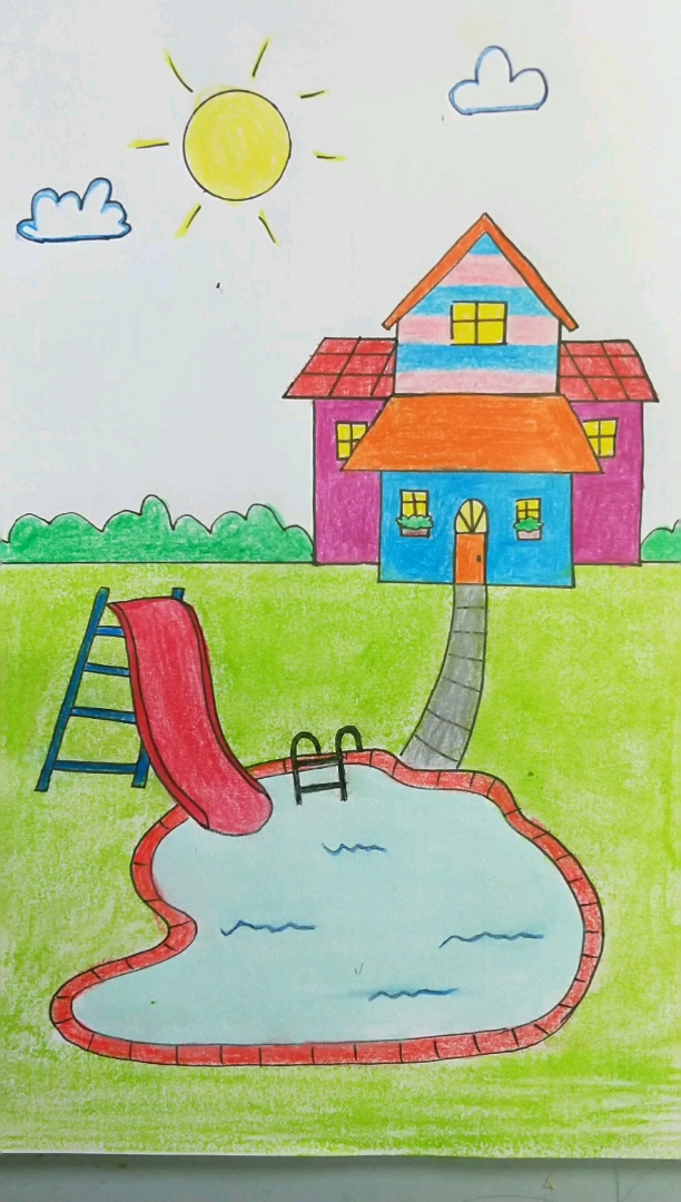 儿童画豪华别墅9岁图片