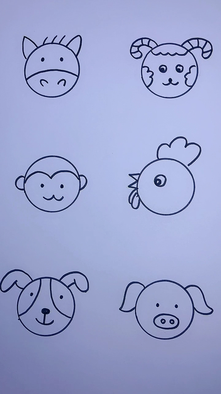 创意简笔画#圆圈画十二生肖