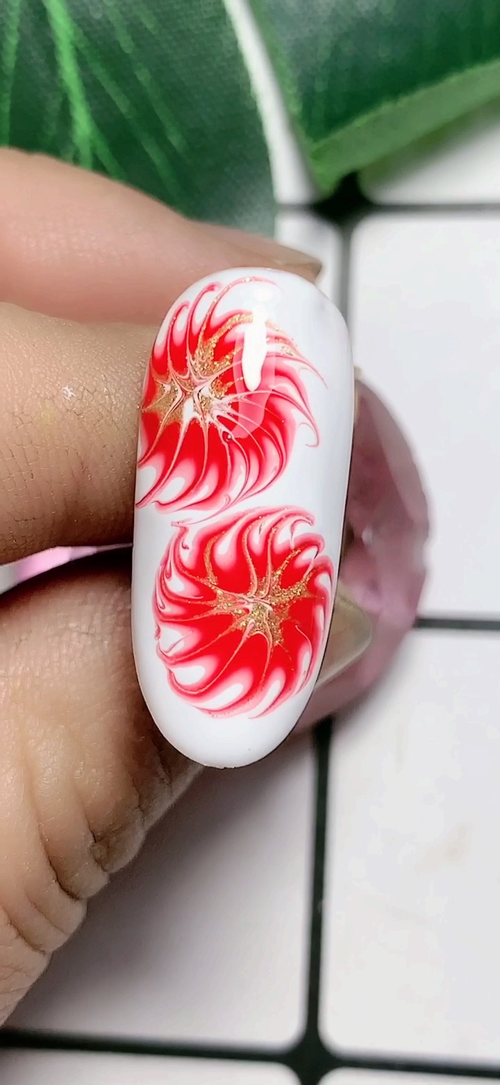 美甲#超级简单的拉花教程