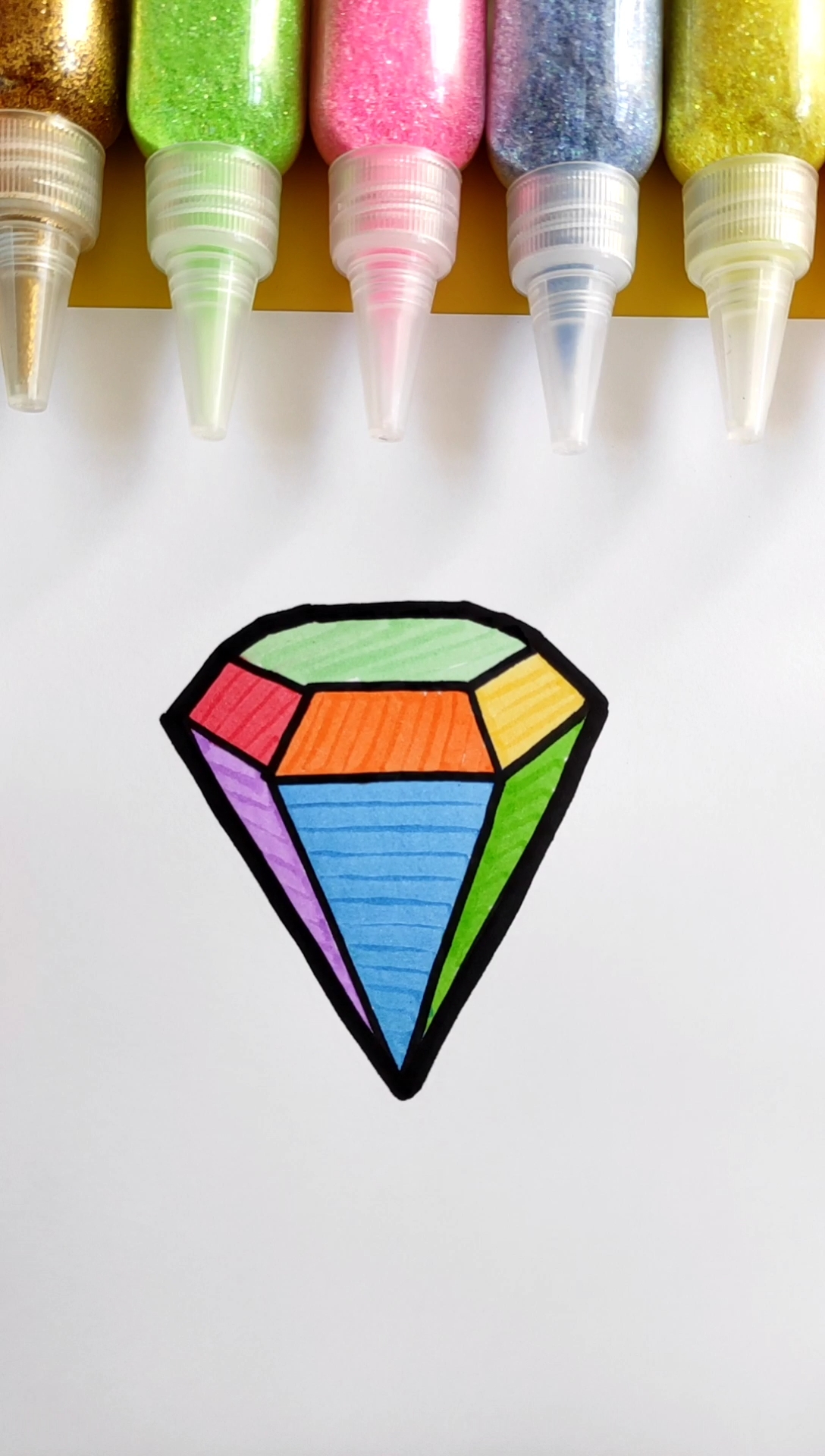 简笔画#简笔画彩色钻石