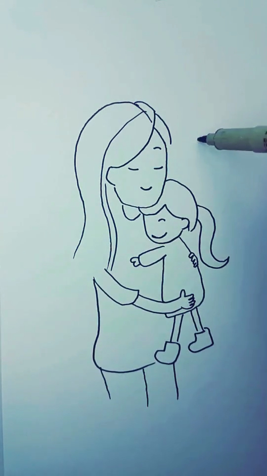 女儿简笔画母亲图片