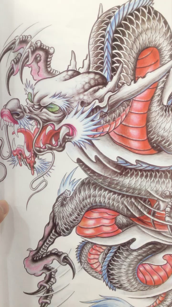 过肩龙纹身手稿