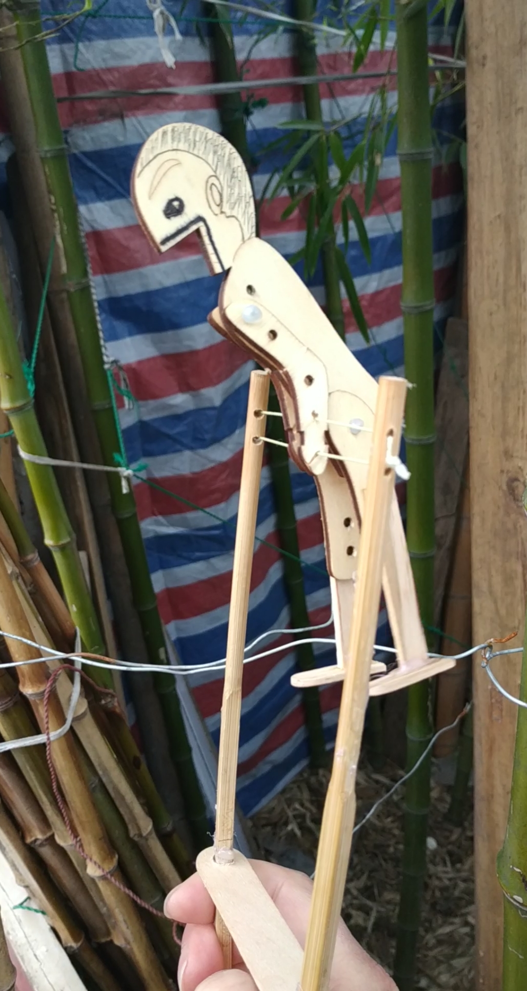 手工制作#自制木头人单杠!