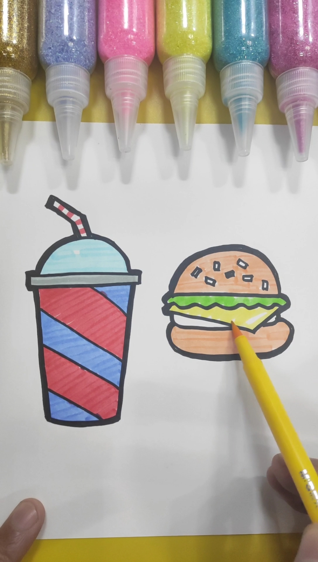 简笔画#简笔画可乐汉堡,画法简单易学.